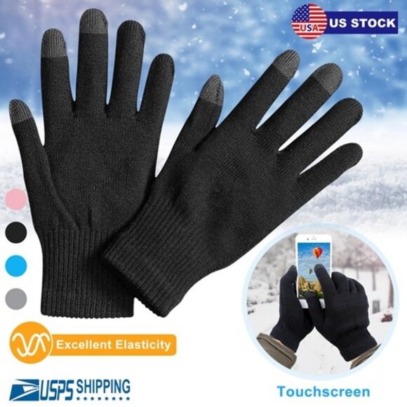 Winter Knit Gloves Touchscreen Outdoor Windproof Cycling Skiing Warm Gloves - Picture 3 of 5
